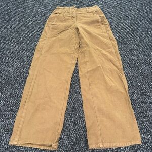 Wilfred Free Aritzia Wide Leg Pants Brown High Rise Cotton Twill Size 2